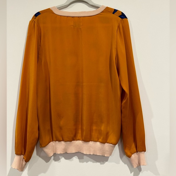 3.1 Philip Lim for Target Orange Leopard Print Long Sleeve Blouse Size LG - Picture 4 of 9